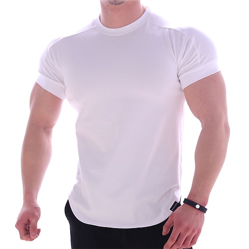 Per uomo maglietta Maglia da palestra Maglia da allenamento Camicie da allenamento Girocollo Manica corta Addestramento Sportivo Fitness Casual / quotidiano Palestra Asciugatura rapida Traspirazione