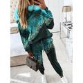 Set di tuta sportiva donna 2 pezzi felpa pantaloni da tuta sportivi set jogger pantaloni tuta a lungo maniche girocollo grafica astratta stampa cordoncino casual all'aperto rosa blu verde
