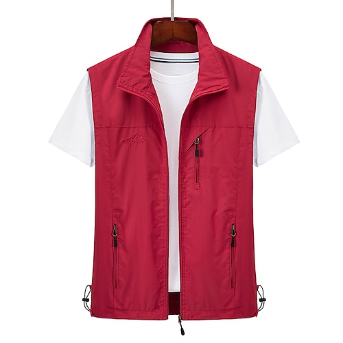 Per uomo Gilet da pesca Gilet / gilet da escursionismo Senza maniche Soprabiti Cerniera superiore Esterno Impermeabile Antivento Ultra leggero (UL) Traspirante Chinlon Nero Verde militare Grigio