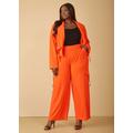 Plus Size Stretch Crepe Cargo Wide Leg Pants