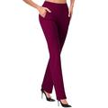 Damen-Kleid, Arbeit, Freizeithose, Hose, gerade, durchgehende Tasche, dehnbare Hose, Alltag, Schwarz, Wein, S, M