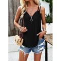 Tank Top Spaghetti-Shirt Damen Schwarz Weiß Rosa Glatt Viertel Postleitzahl Casual Modisch V Ausschnitt Regular Fit S