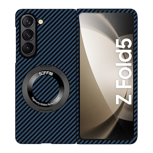 Handy Hülle Handyhüllen Für Samsung Galaxy Z Fold 7 Z Fold 6 Z Fold 5 Z Fold 4 Z Fold 3 Flip-Cover Mit Ständer Vollschutz Unterstützt kabelloses Laden Kohlefaser Image