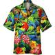 Tropical Parrot Herren Resort Hawaiian 3D Printed Shirt Cuban Collar Kurzarm Sommer Strand Aloha Shirt Urlaub Täglich Tragen S bis 3XL