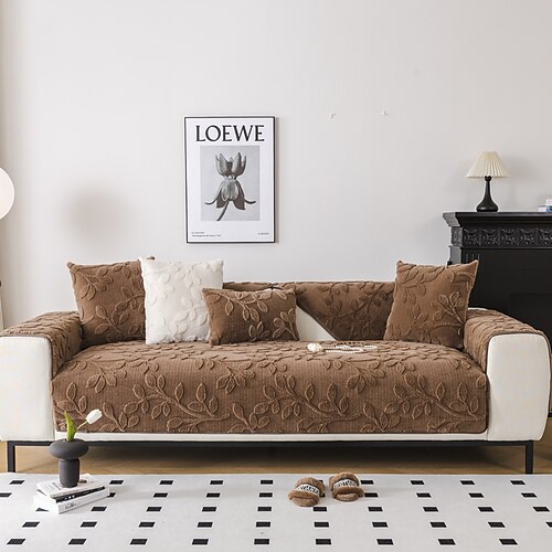 Plüsch-Sofa-Schonbezug, Sofa-Sitzbezug, Sofabezug mit Blumen-Jacquardmuster, Möbelschutz, rutschfeste Sofabezüge für Hunde, Katzen, Kinder (einzeln verkauft/nicht im Set) Image