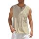 Herren leinenhemd Hemd aus Baumwollleinen Sommerhemd Strandhemd Tank Top Weiß Dunkelgrün Kamel Feste Farbe ohne Kragen Casual Täglich Bekleidung