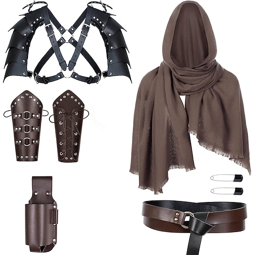 Punk Gothic Mittelalterlich Renaissance Taillengürtel Armband Ritter Wikinger Kreuzritter Bogenschießen Kostüm Herren Damen Unisex Vikinger Fantasie Maskerade Leistung Bühne LARP Erwachsene Weitere Image
