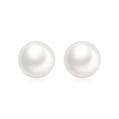 Damen Weiß Süßwasserperle Ohrstecker Edler Schmuck Klassisch Kostbar Stilvoll Einfach S925 Sterling Silber Ohrringe Schmuck Weiß Für Hochzeit Verlobung 1 Paar Image