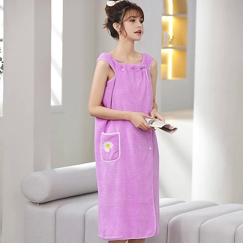 Tragbares Badetuch aus Mikrofaser, super saugfähig, Baderock für zu Hause, Badetuch für Damen, wasserabsorbierend, weich, dick umwickelt, schnell trocknend, für den Schulanfang, für Studenten Image