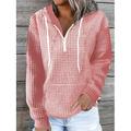 Damen Zip -up -Hoodie Sweatshirt Hoodie Sweatshirt Kapuze Zur Seite fahren Feste Farbe Strasse Casual Vordertasche Viertel Postleitzahl Schwarz Weiß Rosa Basic Kapuzenpullover Langarm Oberteil