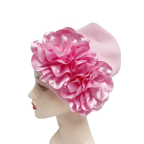 Kopfbedeckungen Kopfbedeckung Seide wie Satin Turbane Party / Abend Festtage Kentucky Derby Cocktail Royal Astcot Ethnischer Stil Mit Blume Gestuft Kopfschmuck Kopfbedeckung Image