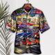 Herren Hemd Hawaiihemd Sommerhemd Grafik-Shirt Auto Umlegekragen Gelb Rote Purpur Regenbogen Outdoor Strasse 3D-Druck Button-Down Bekleidung Modisch Designer Brautkleider schlicht Atmungsaktiv