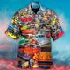 Herren Hemd Hawaiihemd Sommerhemd Grafik-Shirt Auto Umlegekragen Gelb Rote Purpur Regenbogen Outdoor Strasse 3D-Druck Button-Down Bekleidung Modisch Designer Brautkleider schlicht Atmungsaktiv