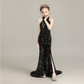 kinderkleidung Baby Mädchen Kleid Glatt Ärmellos Hochzeit Besondere Anlässe Pailletten Spitze Glanz Kuschelig Prinzessin Polyester Maxi Etuikleid Sommer Frühling Herbst Schwarz Weiß