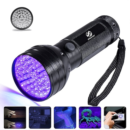 UV-LED-Taschenlampen für den Außenbereich, 51 LEDs, 395 nm, UV-Taschenlampe, Lampe, Schwarzlicht-Detektor für Hundeurin, Haustierflecken und Bettwanzen Image