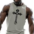 Symbol Kreuz Schwarz Weiß Rote Tank Top Shirt Herren Grafik Baumwollmischung Hemd Sport Groß und hoch Hemd Ärmellos Bequemes T-Shirt Casual Fitnessstudio Sommer Modedesigner-Kleidung S M L XL XXL 3XL