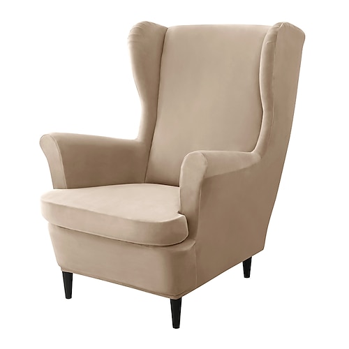 Stretch-Bezug für Ohrensessel, burgunderfarben, Ohrensessel-Schonbezüge mit Sitzkissenbezug, Spandex-Samtbezüge für Ohrensessel von Ikea Strandmon Image