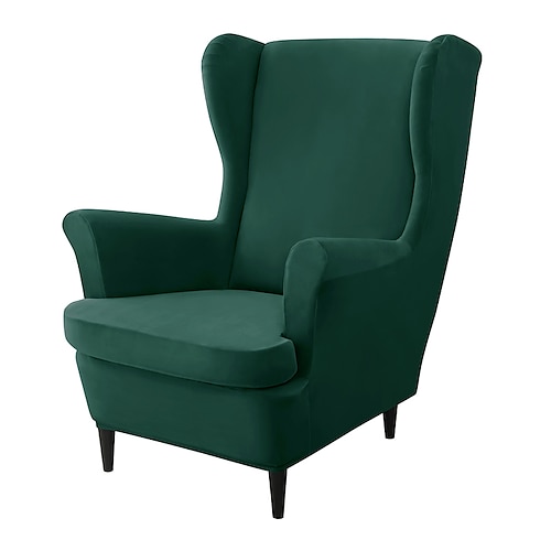 Stretch-Bezug für Ohrensessel, burgunderfarben, Ohrensessel-Schonbezüge mit Sitzkissenbezug, Spandex-Samtbezüge für Ohrensessel von Ikea Strandmon Image