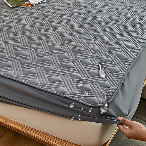 Queen Voll König Schutzbettbezug Wasserdichter Matratzenschoner Gequiltete Fitted Matratzenauflage Bettprotektor Matratzenbezug mit Gummiband Dickere Urin-dichte Image