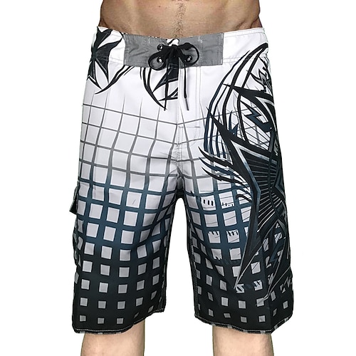 Herren Boardshorts Badeshorts Badehose Raster Kordelzug Mit Taschen Ultraleicht (UL) Schnelltrocknend Bequem Boardshorts Badeanzug Surfen Strand Wassersport Sommer Image