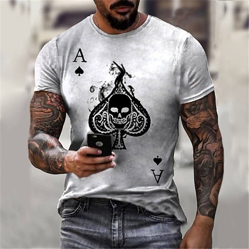 Herren Schädel Grafikdrucke Hemd T Shirt T-Shirt Kurzarm T-Shirt 3D-Druck Rundhals Hemd Designer Klassisch Lässig Täglich Ferien Hellgelb Schwarz Weiß Sommer Bekleidung S M L XL XXL 3XL 4XL Image