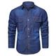 Herren Hemd Jeanshemd Knopfhemd Sommerhemd Lässiges Hemd Blau Leicht Blau Langarm Glatt Umlegekragen Strasse Casual Button-Down Bekleidung Baumwolle Denim Modisch Klassisch Komfortabel