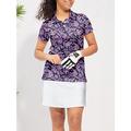 Damen poloshirt Purpur Kurzarm Sonnenschutz Shirt Blumen Damen-Golfkleidung, Kleidung, Outfits, Kleidung