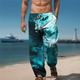 Wellen Herren Resort 3D-gedruckte Freizeithose Hose elastische Taille Kordelzug lockere Passform Sommer-Strandhose mit geradem Bein S bis 3XL