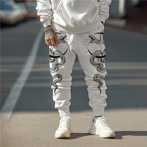 Herren Punk Gothic Schlange Jogginghose Trainingshose Jogginghose Jogger Hosen Hose 3D-Druck Mittlere Taillenlinie Party Strasse Urlaub Frühling Herbst Regular Fit Mikro-elastisch Image
