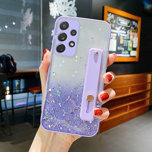 Handy Hülle Handyhüllen Für Samsung Galaxy S25 S23 S22 S21 FE S21 Ultra Plus A54 A32 Rückseite Vollschutz Mit Handgelenkschlaufe Bling Glitzer glänzend Silikon
