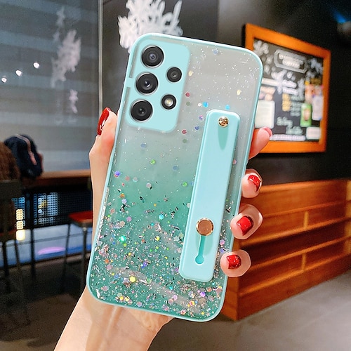 Handy Hülle Handyhüllen Für Samsung Galaxy S25 S23 S22 S21 FE S21 Ultra Plus A54 A32 Rückseite Vollschutz Mit Handgelenkschlaufe Bling Glitzer glänzend Silikon