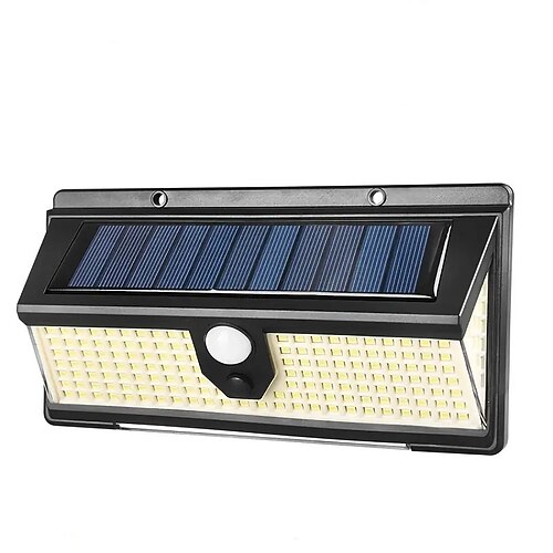 LED Außenwandleuchte Solarlampen Solar-Außenwandleuchten, 190 LEDs, Bewegungsmelder-Licht, wasserdicht, 4 Modi, für Garten, Treppen, Zaun, Tür, Deck, Innenhof, Auffahrt, 3-in-1, rot, blau, weiß, LEDs Image