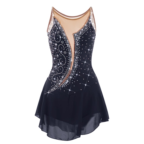 Eiskunstlaufkleid Damen Mädchen Eislaufen Kleider Weiß Gelb Rosa Asymmetrischer Saum Gitter Spandex Hochelastisch Praxis Professionell Wettbewerb Eiskunstlaufkleidung Anatomisches Design Klassisch Image