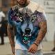 Tier Wolf Designer Brautkleider schlicht Herren 3D-Druck T Shirt Grafischen T-Shirt Outdoor Täglich Urlaub T-Shirt Blau Braun Grau Kurzarm Rundhalsausschnitt Hemd Frühling Sommer Bekleidung S M L XL