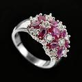 silberner ovaler schnitt rot schwarz grün blau kubischer zirkonia floral cluster ring frauen multicolor cocktail ring cluster blume jahrestag hochzeit verlobung