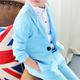 Kinder Jungen Anzug Blazer Kleidungsset 2 Stück Langarm Rosa Leicht Blau Feste Farbe Schulanfang Sanft Preppy-Stil 2-8 Jahre