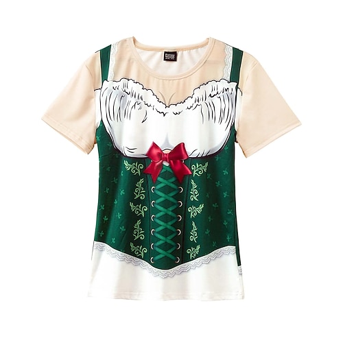 Anime 3D T-Shirt Ärmel T-Shirt Oktoberfestbier Bayerisch Grafik für Damen Erwachsene 3D-Druck für Karneval Oktoberfestbier Maskerade Alltagstauglich Festival Image
