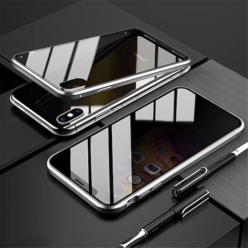 Handy Hülle Handyhüllen Für iPhone 17 Pro Max 17 Air 16 15 14 Pro Max Plus 13 12 11 Pro Max Mini Magnetische Adsorption Vollschutz Beidseitig Anti-Spionage Gehärtetes Glas Metall Image