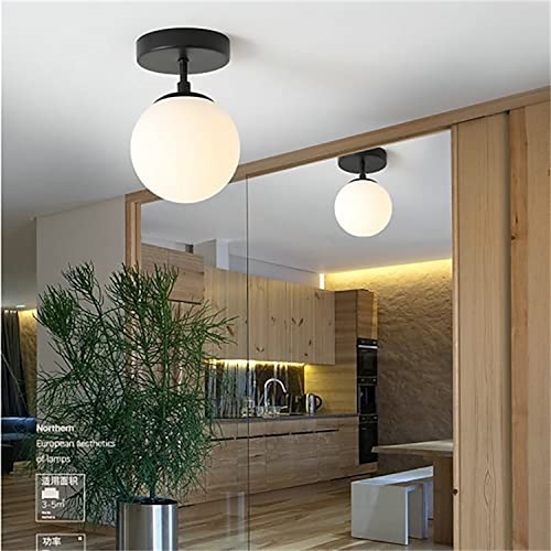 LED-Deckeneinbau-Deckenleuchte Glaskugel 1-flammig schwarze Flur-Deckenleuchte minimalistisches Design Vintage-Deckenleuchten für Schlafzimmer Wohnzimmer Foyer Küche (1 Pack) Image