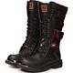 Herren Stiefel Springerstiefel Motorradstiefel Bikerstiefel Wanderschuhe Brautkleider schlicht Täglich Leder Komfortabel Stiefeletten / Stiefeletten Halbschuhe Schwarz Frühling Herbst