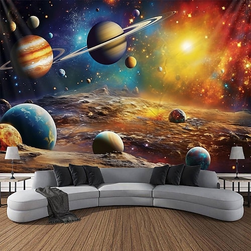 Universum Planet Landschaft Wandteppich Wanddekoration großer Wandteppich Wandbild Dekor Fotografie Hintergrund Decke Vorhang Home Schlafzimmer Wohnzimmer Dekoration Wandtuch XXL Natur Image