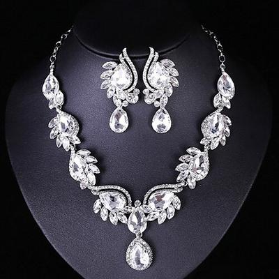 Schmuckset 3 Stück Glas Aleación 1 Halskette Ohrringe Damen Elegant Modisch Luxus Geometrisch Geometrische Form Schmuck-Set Für Hochzeit Party kleid hochzeitsgast Image