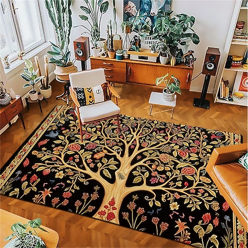 Baum des Lebens Vintage-Teppich, Küchenmatte, rutschfeste, ölbeständige Bodenmatte, Wohnzimmerteppich, Innen- und Außenmatte, Schlafzimmerdekoration, Badezimmermatte, Eingangsteppich, Fußmatte Image