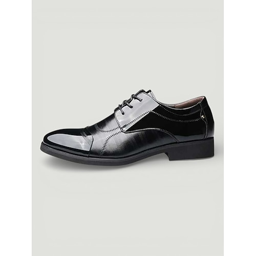 Schwarze Oxford-Abendschuhe aus Lackleder für Herren – formelle Schnürschuhe mit glänzender Oberfläche für Hochzeiten und geschäftliche Veranstaltungen Image