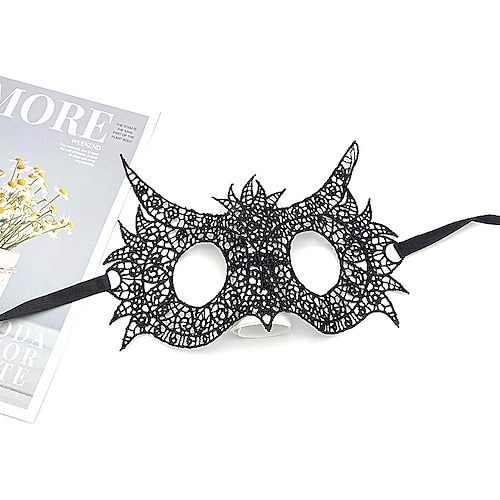 10 Stück Erwachsenenparty Spitzenmaske Halbgesichtsmaske Maskenball Frauen Halloween Requisiten schwarze lustige Augenmaske Weihnachtsgeschenk Image