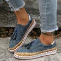 Damen Turnschuhe Slip-Ons Übergrössen Plattform-Turnschuhe Slip-on-Sneakers Outdoor Täglich Feste Farbe Sommer Quaste Flacher Absatz Runde Zehe Elegant Modisch Komfort Wildleder Halbschuhe Schwarz