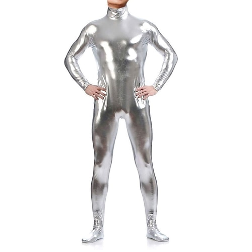 Glänzende Zentai-Anzüge Ganzkörperanzug Bodysuit Karnevalskostüm Ganzkörperanzug Herren Damen Sex Einfarbig Elasthan Latex Kostüm für Halloween Maskerade Erwachsene Image