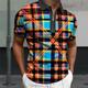 Plaid / Karomuster Herren Subkulturell 3D Bedruckt Poloshirt Zip Polo Party Strasse Urlaub Piqué-Poloshirt Kurzarm Umlegekragen Zip Polo-Shirts Gelb Rosa Sommer S M L Mikro-elastisch Revers-Polo