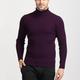 Herren Pullover Wollpullover Rollkragenpulli Grobstricken Stricken Strick Feste Farbe Rollkragen warm halten Moderne zeitgenössische Arbeit Freizeitskleidung Bekleidung Herbst Winter Schwarz Rote M L