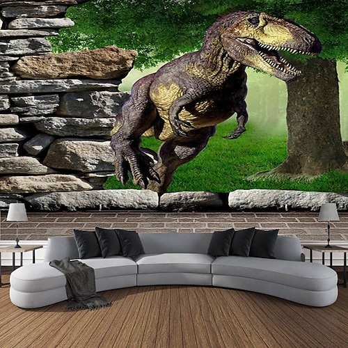 Dinosaurier Urwald Wandteppich Tier Kunst Dekor Foto Hintergrund Decke Vorhang hängend Zuhause Schlafzimmer Wohnzimmer Dekoration Image